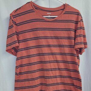Sonoma Goods For Life Men’s Striped Crewneck Tee Size M Coral Blue Cotton Casual